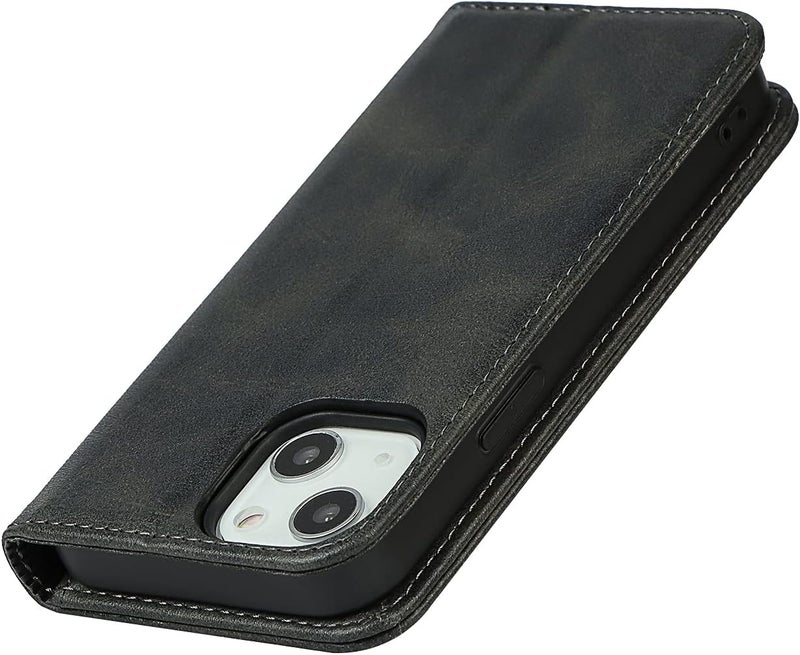 iCoverCase for iPhone 14 Wallet Case with Card Holder, PU Leather Magnetic Kickstand Feature Shockproof Protective Flip Cover Case - Dark Gray - Image 4