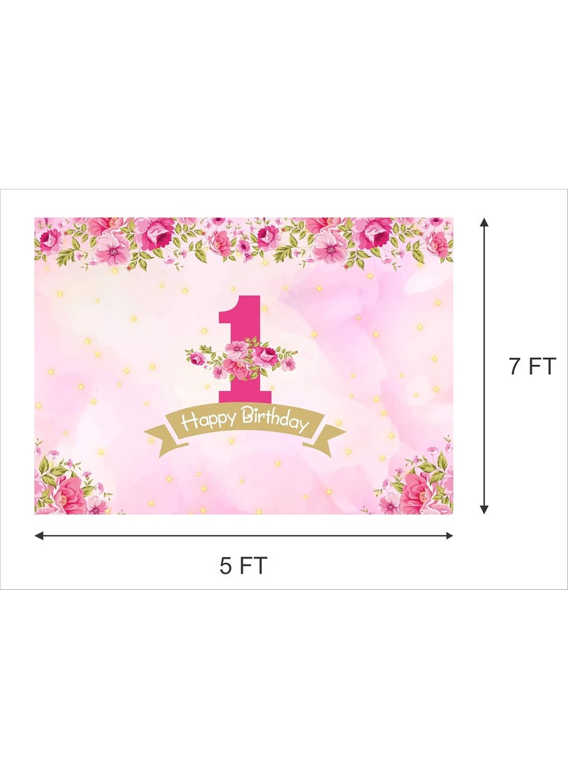 Theme My Party Theme My Party 1st Birthday Decoration for Girls Backdrop for Cake Area Photo Booth Area  - Image 3