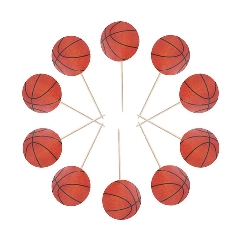 FUNWING 48Pcs Basketball Cupcake Cake Toppers Party Supplies Dessert Muffin Cake Decorations for Basketball Themed Party Baby Shower or Happy Birthday Party Decoration - Image 3