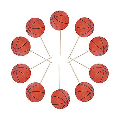 FUNWING 48Pcs Basketball Cupcake Cake Toppers Party Supplies Dessert Muffin Cake Decorations for Basketball Themed Party Baby Shower or Happy Birthday Party Decoration - Image 1