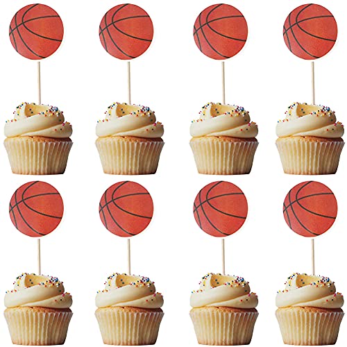 FUNWING 48Pcs Basketball Cupcake Cake Toppers Party Supplies Dessert Muffin Cake Decorations for Basketball Themed Party Baby Shower or Happy Birthday Party Decoration - Image 5