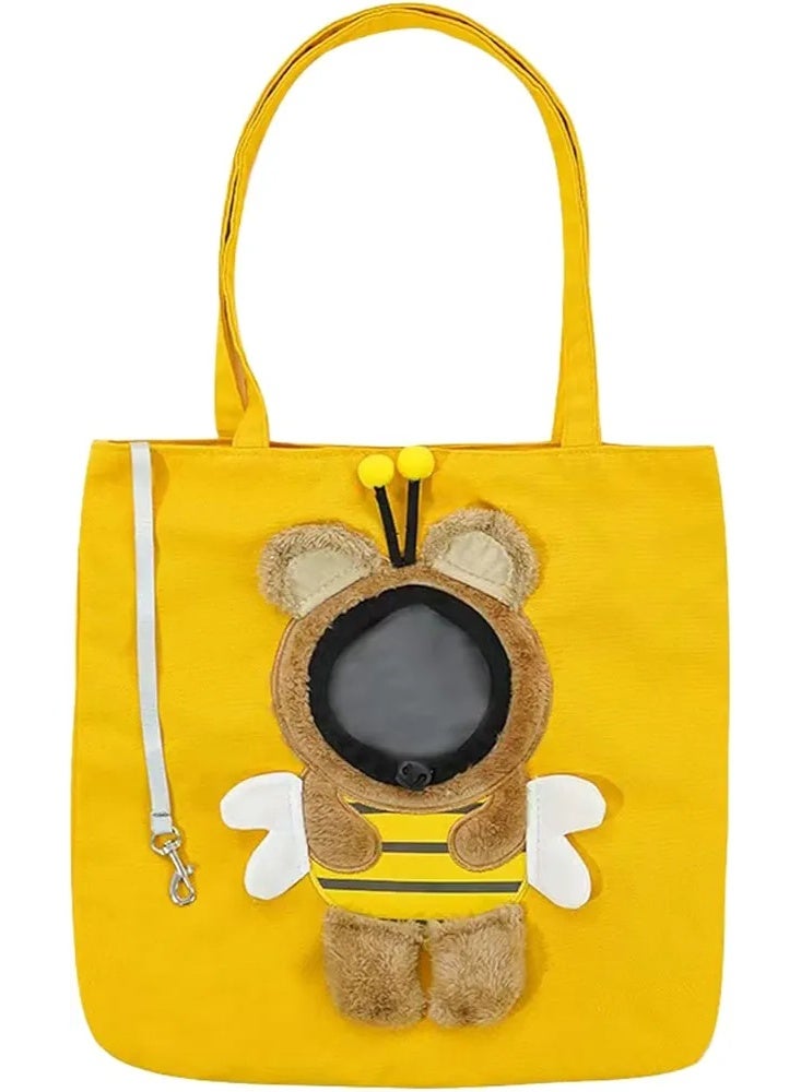 A.M Cat/puppy backpack, pet crossbody bag with exposed head for travelling and shopping, hiking and camping (Yellow, M) - Image 1