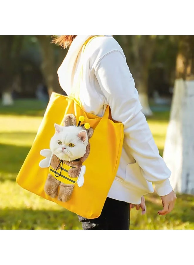 A.M Cat/puppy backpack, pet crossbody bag with exposed head for travelling and shopping, hiking and camping (Yellow, M) - Image 5
