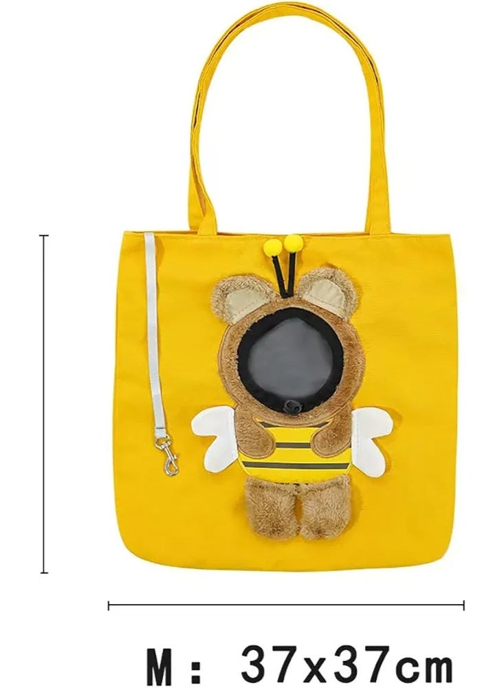 A.M Cat/puppy backpack, pet crossbody bag with exposed head for travelling and shopping, hiking and camping (Yellow, M) - Image 2
