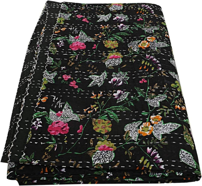 BOHEKANT Handicraft Cotton Handmade Kantha Kantha Quilt Kantha Bed Cover Bedspread Kantha Blanket Throw04 Twin 60x90 Inches Single Bed - Image 1