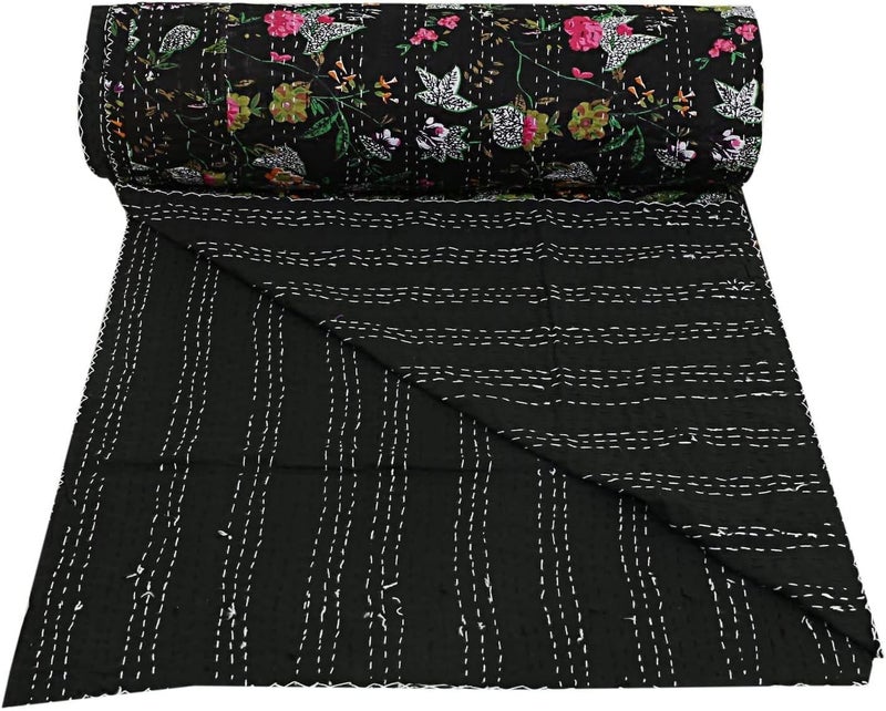 BOHEKANT Handicraft Cotton Handmade Kantha Kantha Quilt Kantha Bed Cover Bedspread Kantha Blanket Throw04 Twin 60x90 Inches Single Bed - Image 3