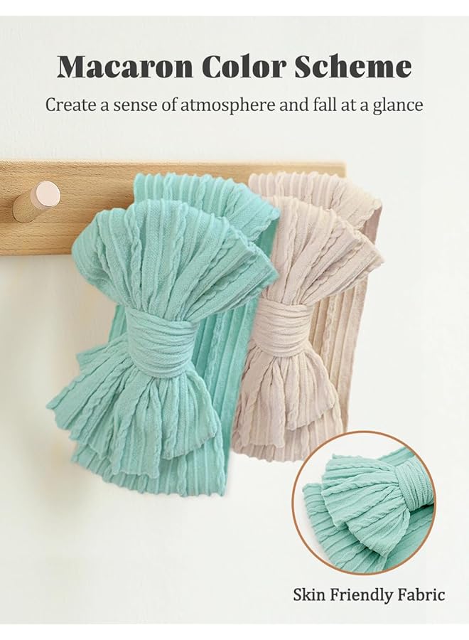 erorex 6 Pack Headbands Bows For Baby Girls Beige Head Cover Bow Stretchy Infant Headband And Bows For - Image 3