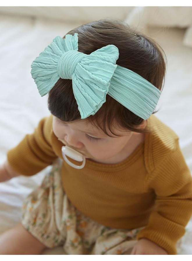 erorex 6 Pack Headbands Bows For Baby Girls Beige Head Cover Bow Stretchy Infant Headband And Bows For - Image 4