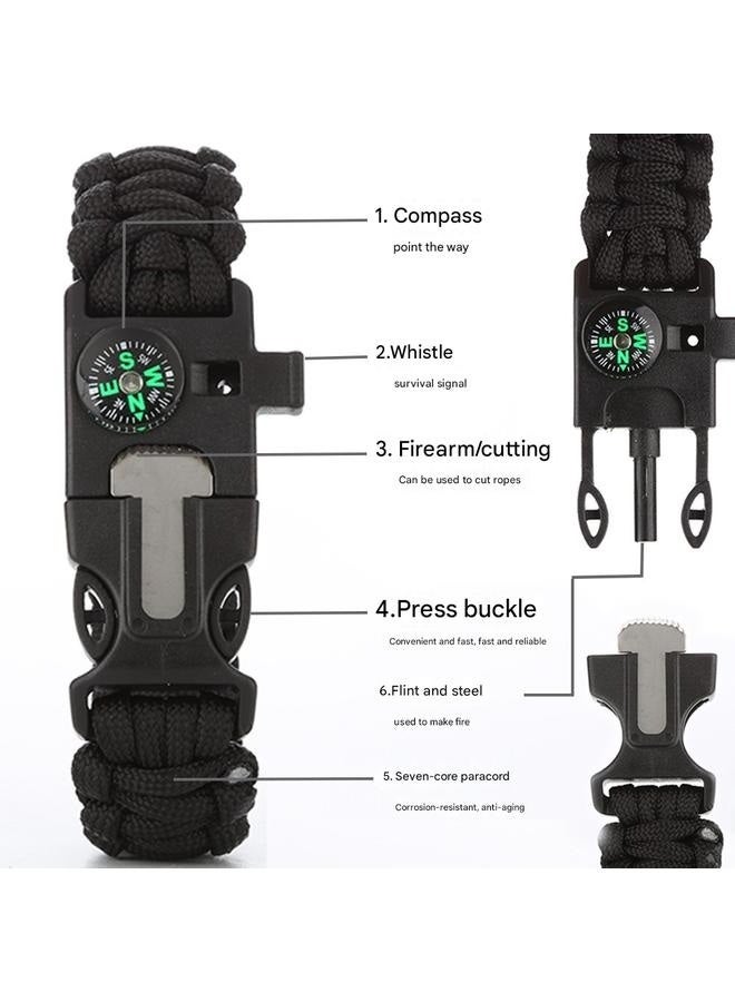 5 in 1 Survival Paracord Bracelet Adjustable Gear Kit with Fire Starter, Bigger Compass, Survival Whistle, Perfect for Camping, Hiking, Fishing  - Image 2