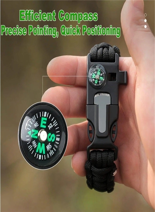 5 in 1 Survival Paracord Bracelet Adjustable Gear Kit with Fire Starter, Bigger Compass, Survival Whistle, Perfect for Camping, Hiking, Fishing  - Image 3