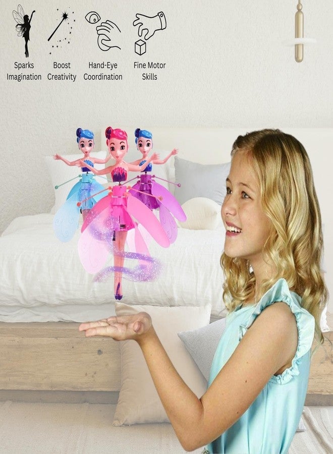 QUALIZA Magical Flying Fairy Doll, Hand Sensor Control, USB Powered Magic Flying Fairy, Sky Dancers Flying Toy, Rainbow Glitter Flying Princess Doll Best Gift for Girls Boys (Random Color) - Image 2