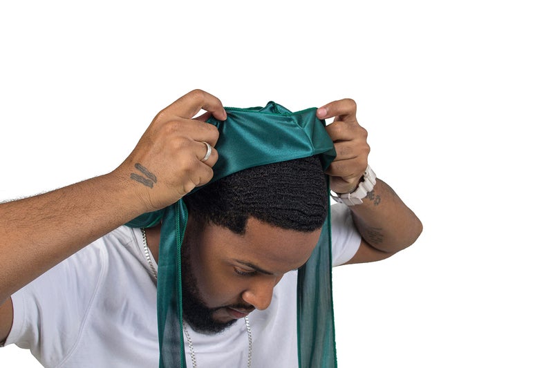 ForceWave 2 Pieces Silky Durag Pack for Men Women Waves, Premium Satin Deluxe Du-rag (Black Green) - Image 2