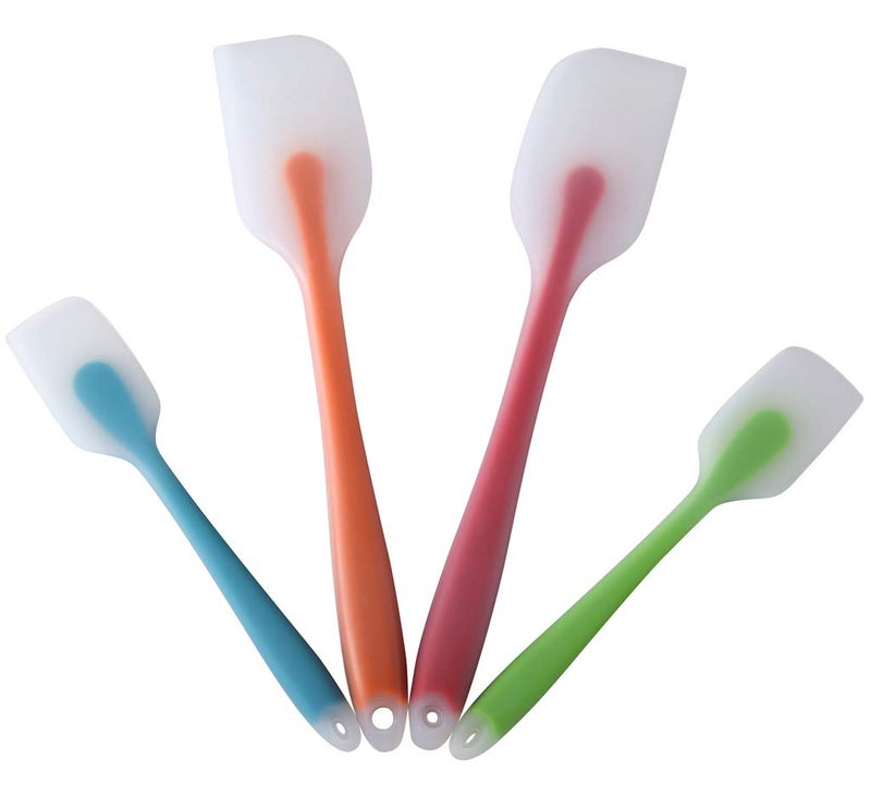 HiramWare Silicone Spatula Set of 4 - Heat Resistant Flexible Spatula 450F with Stainless Steel Core - Food Grade Premium Good Grip Kitchen Utensils - Seamless  Heavy Duty  BPA Free  Dishwasher Safe