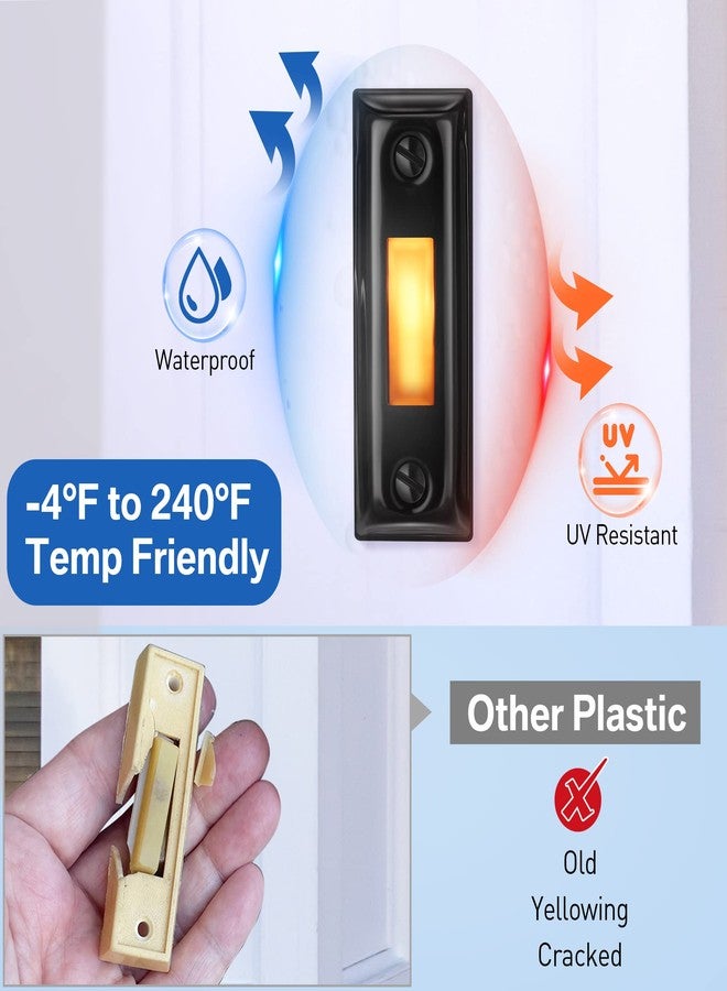 Dreyoo Metal Doorbell Push Button, Heavy Duty Metal Door Bell Wired Button LED Lighted Wall Mounted Doorbell Push Buttons for Home, Universal Garage Door Opener Switch Property in Copyright(Black) - Image 2