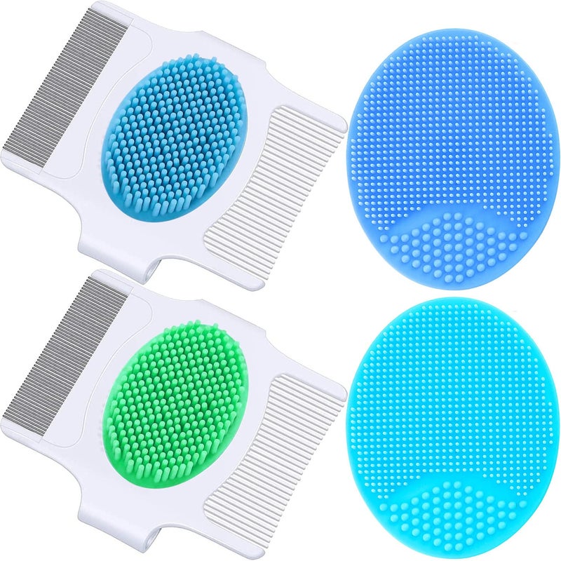 MR LION Cradle Cap Brush and Comb, Cradle Cap Brush Safe Baby's Scalp Brush with Soft Rubber Bristles, Help Gently Massage Care Scalp - Image 1
