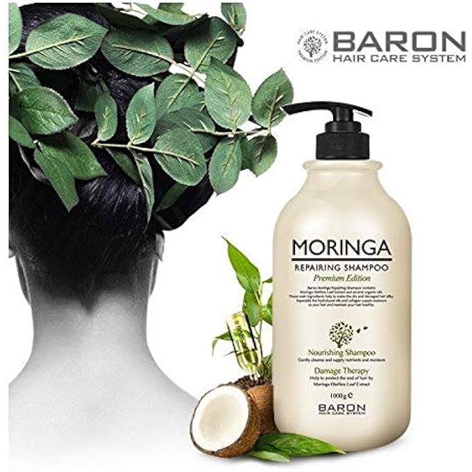 Baron [] MORINGA HAIR TREATMENT REPAIRING SHAMPOO PREMIUM EDITION 1000ML 33.9 FL OZ - FOR DRY AND DAMAGED HAIR - Image 2