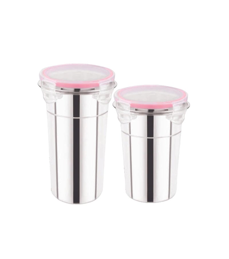 ELEXIQ Leak Proof Click and Seal Lock Stainless Steel StorageAir Tight Glass with lid 400600ML - Image 1