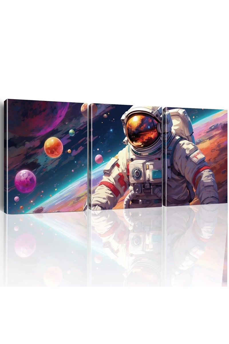 Hijie Outer Space Art Wall Decor - Astronaut and Planets - Image 1