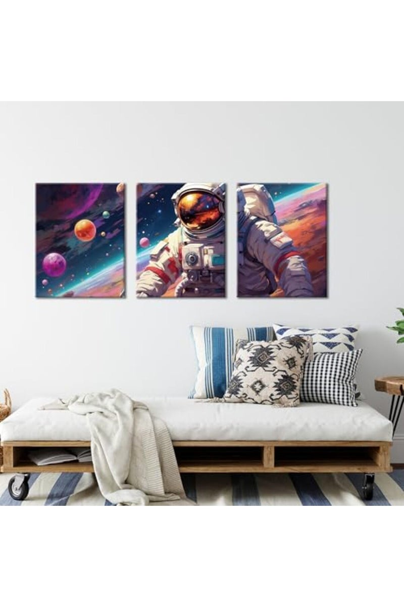 Hijie Outer Space Art Wall Decor - Astronaut and Planets - Image 3