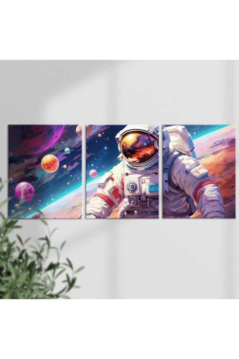 Hijie Outer Space Art Wall Decor - Astronaut and Planets - Image 2