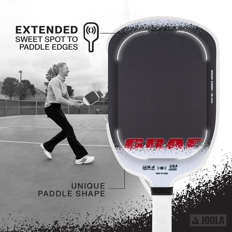JOOLA مضرب بيكلبول JOOLA GRAF Edge 16mm - مضرب بيكلبول من ألياف الكربون لزيادة الدوران والتحكم - شكل أغانسي للقوة والدقة - معتمد من UPA-A - معتمد من USAP - مزود بشريحة NFC - Image 3