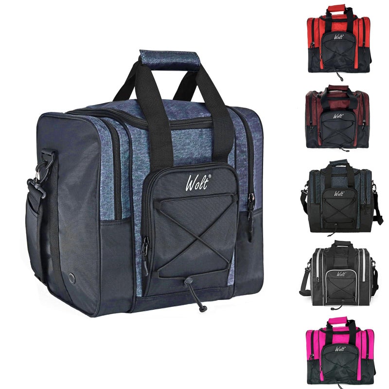 WOLT Bowling Ball Bag for Single Ball Bowling Bag with Padded Holder 2 Pockets Fit Shoes Up to Mens Size 14 and AccessoriesBLUE - Image 2