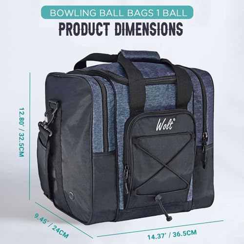 WOLT Bowling Ball Bag for Single Ball Bowling Bag with Padded Holder 2 Pockets Fit Shoes Up to Mens Size 14 and AccessoriesBLUE - Image 3