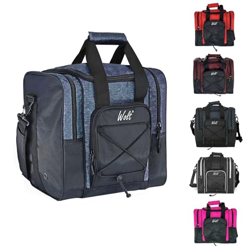 WOLT Bowling Ball Bag for Single Ball Bowling Bag with Padded Holder 2 Pockets Fit Shoes Up to Mens Size 14 and AccessoriesBLUE - Image 1