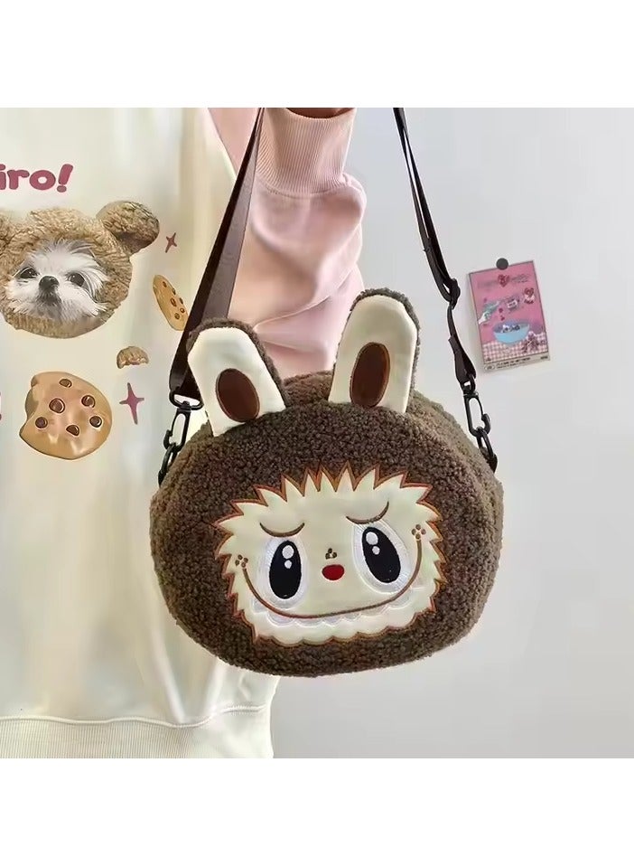 Generic Kawaii Labubu Plush Crossbody Bag – Cute Anime Monster Shoulder Bag for Kids, Large Capacity Cartoon Character Purse, Soft Plush Travel Bag for Boys & Girls, Adjustable Strap, Perfect Gift for Toddlers - Image 4