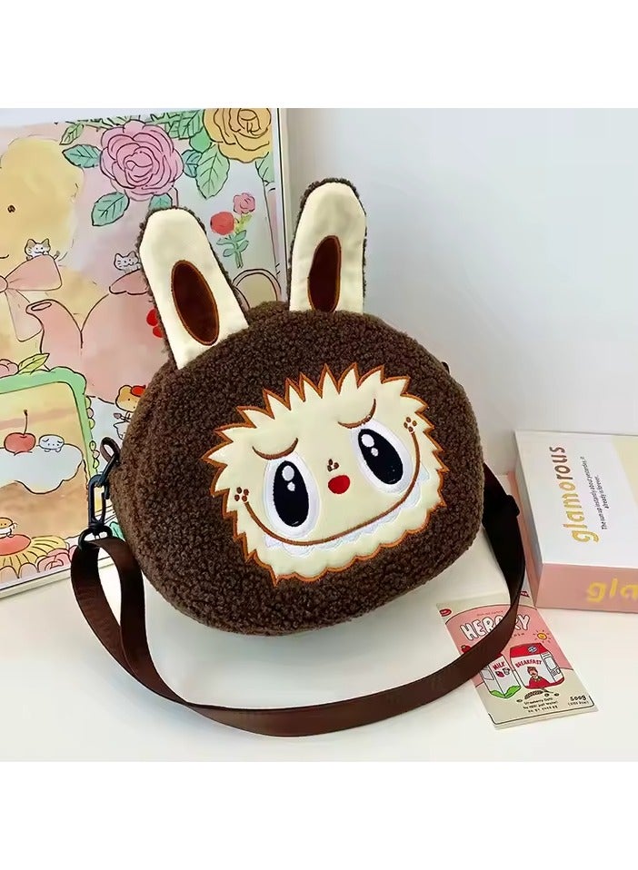 Generic Kawaii Labubu Plush Crossbody Bag – Cute Anime Monster Shoulder Bag for Kids, Large Capacity Cartoon Character Purse, Soft Plush Travel Bag for Boys & Girls, Adjustable Strap, Perfect Gift for Toddlers - Image 5