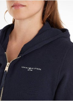 TOMMY HILFIGER Women's 1985 Collection Signature Logo Zip-Thru Hoody -  Organic cotton blend, Blue  - Image 4