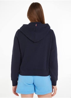 TOMMY HILFIGER Women's 1985 Collection Signature Logo Zip-Thru Hoody -  Organic cotton blend, Blue  - Image 3