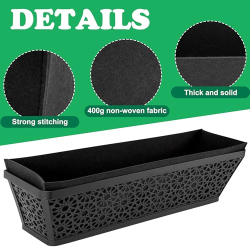 Adnee 2 Pcs 30 Inch Fabric Plant Window Box Liners-Rectangular Non-Woven Planter Basket Liner-Black Felt Flower Hanging Basket for Outdoor Garden Wall Hanging Planter Flower Vegetables - Image 3