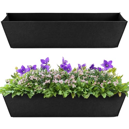 Adnee 2 Pcs 30 Inch Fabric Plant Window Box Liners-Rectangular Non-Woven Planter Basket Liner-Black Felt Flower Hanging Basket for Outdoor Garden Wall Hanging Planter Flower Vegetables - Image 1