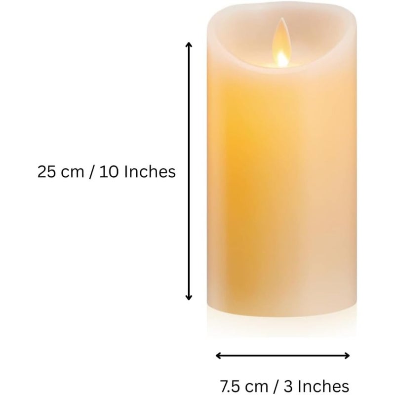 Mado Gallery Ivory Plastic LED Pillar Candle Flameless Battery Operated with Realistic Flickering Flame for Home Décor, Weddings and Events Multiple Sizes and Pack Options (3 - Image 2