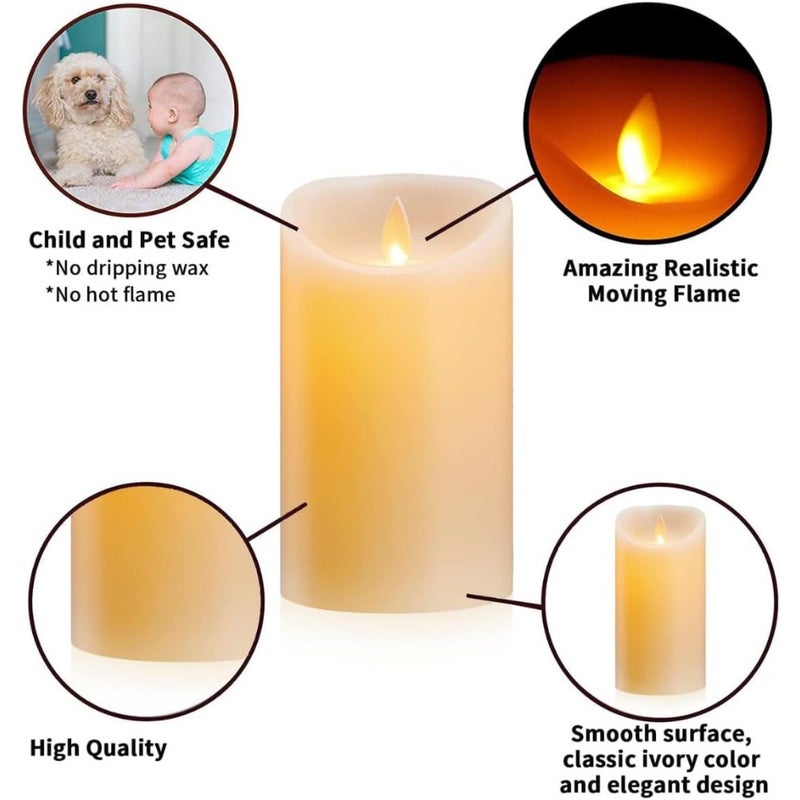 Mado Gallery Ivory Plastic LED Pillar Candle Flameless Battery Operated with Realistic Flickering Flame for Home Décor, Weddings and Events Multiple Sizes and Pack Options (3 - Image 4