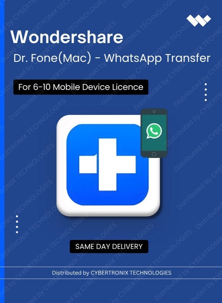 Wondershare Dr.Fone (ماك) - نقل واتساب لأجهزة الموبايل من 6-10 | ترخيص رقمي | توصيل في نفس اليوم