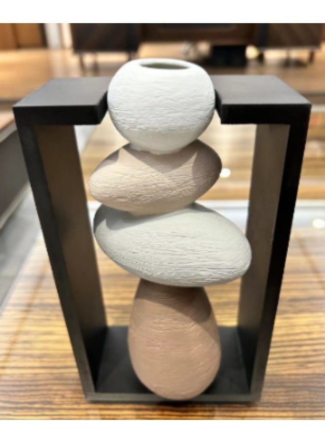 ديكور هيلز تمثال ديكورهيلز العصري المصنوع من الراتنج والحجر لتزيين غرفة المعيشة، تمثال حجري تجريدي ملون لطاولة القهوة والرفوف ورفوف الكتب لتزيين المنزل