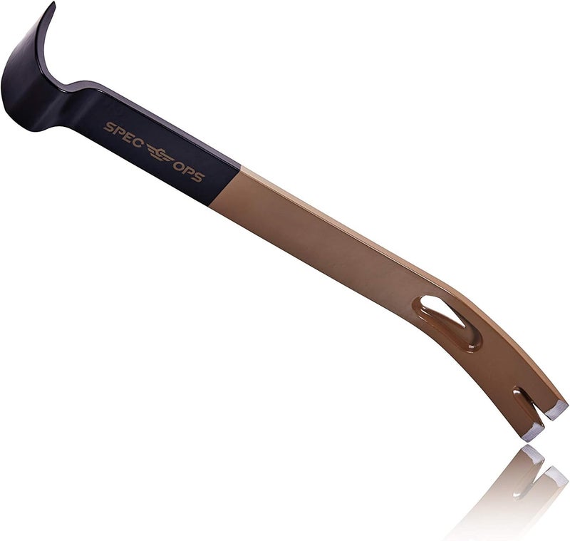 Spec-Ops Tools 15" Flat Pry Bar Crowbar, Curved Rocker Head, Teardrop Nail Puller, High-Carbon Steel - Image 1