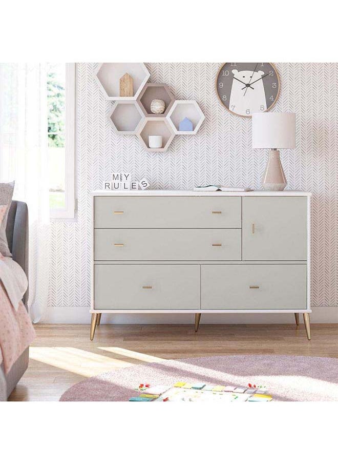 Al Home Kids Dresser: 119x49x79 Wood, Grey by Alhome 