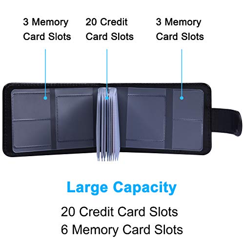 Wisdompro Credit Card Holder, Slim Leather RFID Blocking Wallet Debit Card Protector Organizer Case (Build in 20 Card Slot & 6 Small Cells for Memory Cards)-Horizontal Black - Image 4