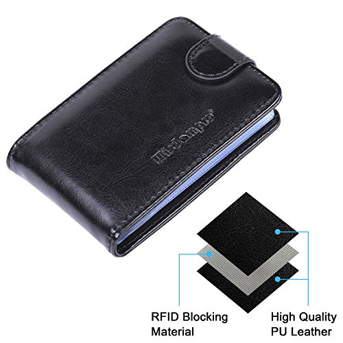 Wisdompro Credit Card Holder, Slim Leather RFID Blocking Wallet Debit Card Protector Organizer Case (Build in 20 Card Slot & 6 Small Cells for Memory Cards)-Horizontal Black - Image 2