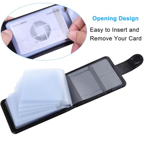 Wisdompro Credit Card Holder, Slim Leather RFID Blocking Wallet Debit Card Protector Organizer Case (Build in 20 Card Slot & 6 Small Cells for Memory Cards)-Horizontal Black - Image 5
