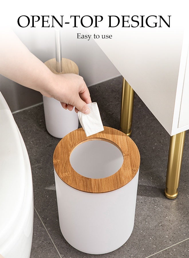 DUNISO 6 Pieces Bathroom Accessories Set , Plastic Bath Set with Trash Can,Toilet Brush,Soap Dispenser,Soap Dish and Lotion Set ,Toothbrush cup, Toothbrush Holder (White) - Image 3