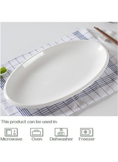 LENND 14" Large Serving Platters, Oval Serving Plates, White Porcelain Platters Oven Safe, Dinner Plates Serving Dishes for Entertaining, Party, Meat, Appetizers, Dessert, Set of 2, White  - Image 5