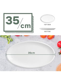 LENND 14" Large Serving Platters, Oval Serving Plates, White Porcelain Platters Oven Safe, Dinner Plates Serving Dishes for Entertaining, Party, Meat, Appetizers, Dessert, Set of 2, White  - Image 3