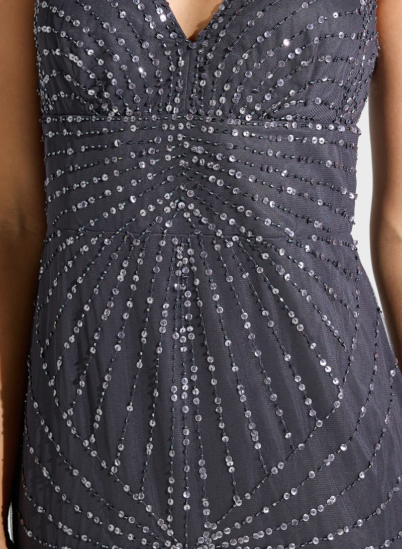 Namshi x Sequin Embellished Gown Dress