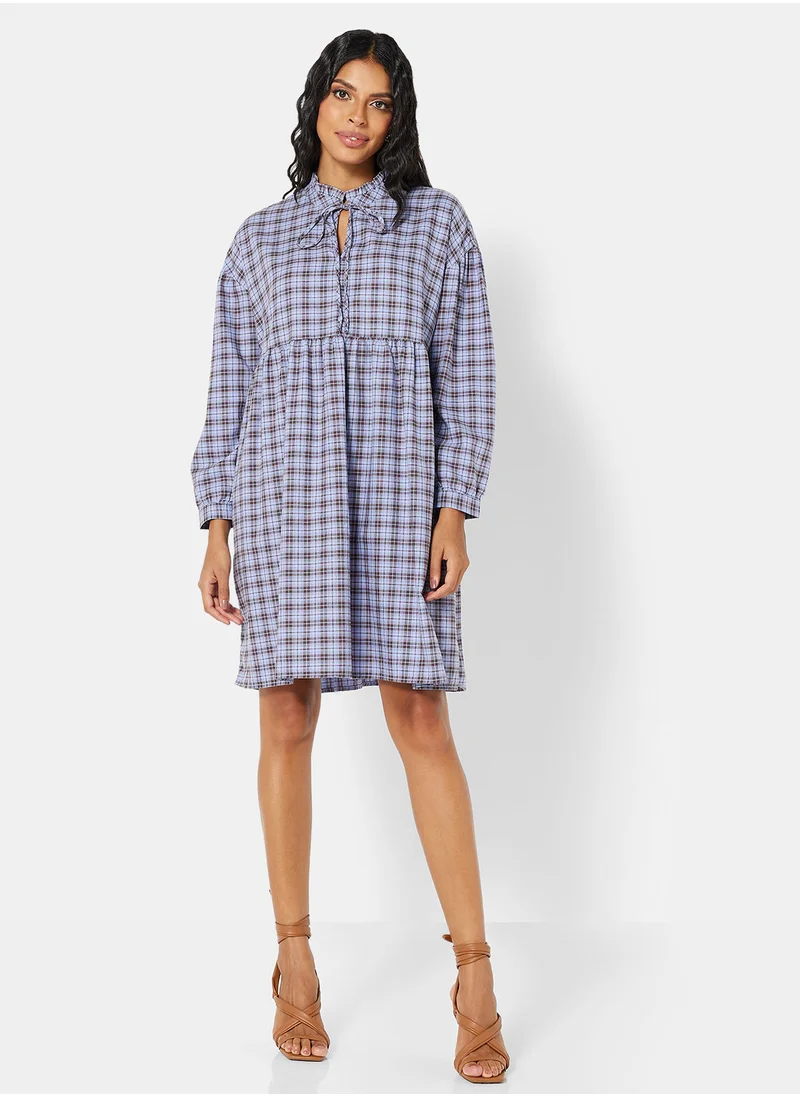 فيرو مودا Plaid Tiered Mini Dress