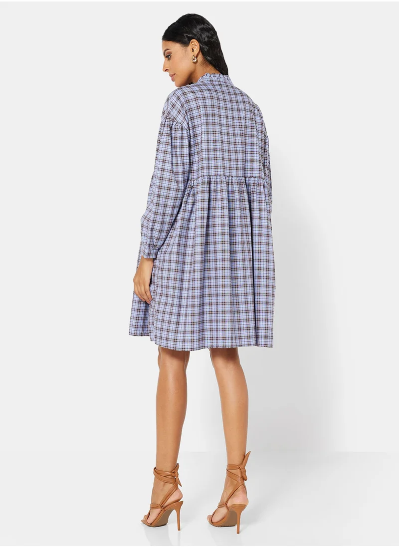 فيرو مودا Plaid Tiered Mini Dress