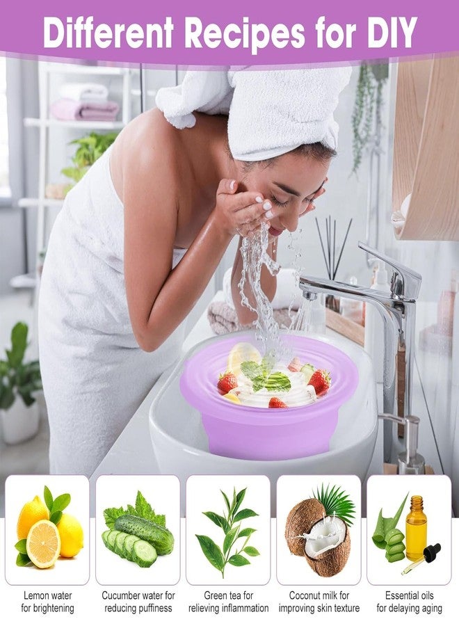 JIXXIJI Collapsible Silicone Face Ice Bath Bowl with Built-in Ice Tray| Portable Cold Plunge Facial Spa Tool for Skin Tightening & Pore Care (Purple) - Image 5